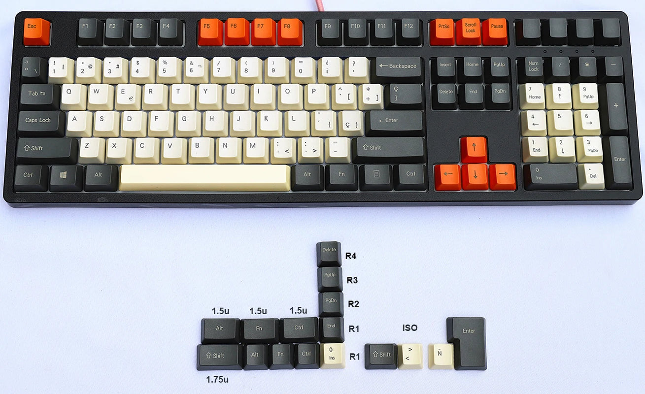Spanish Layout OEM Cherry XDA Keycaps European Type ISO-ES PBT Material for Cherry MX Switches Fit Mechanical Keyboards