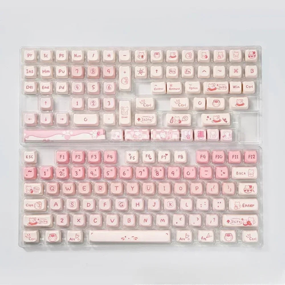 Cute Pink MAO Keycap Set PBT 134 Keys Kitten Keycaps for MX Switch HI75 HI8 68 F99 104 64 Mechanical Keyboards