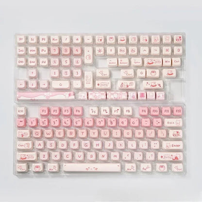 Cute Pink MAO Keycap Set PBT 134 Keys Kitten Keycaps for MX Switch HI75 HI8 68 F99 104 64 Mechanical Keyboards