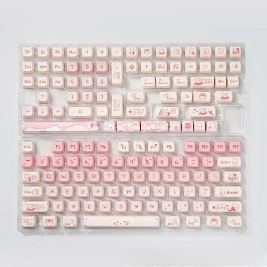 Cute Pink MAO Keycap Set PBT 134 Keys Kitten Keycaps for MX Switch HI75 HI8 68 F99 104 64 Mechanical Keyboards