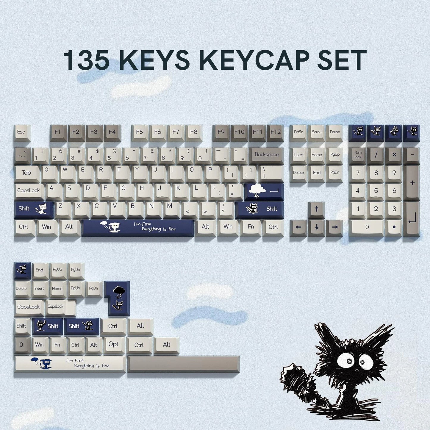 Katana Keycaps 5 Sides Dye Sublimation PBT Keycaps Japanese Layout Anime Keycaps Cherry Profile for Cherry MX Switch Keyboard