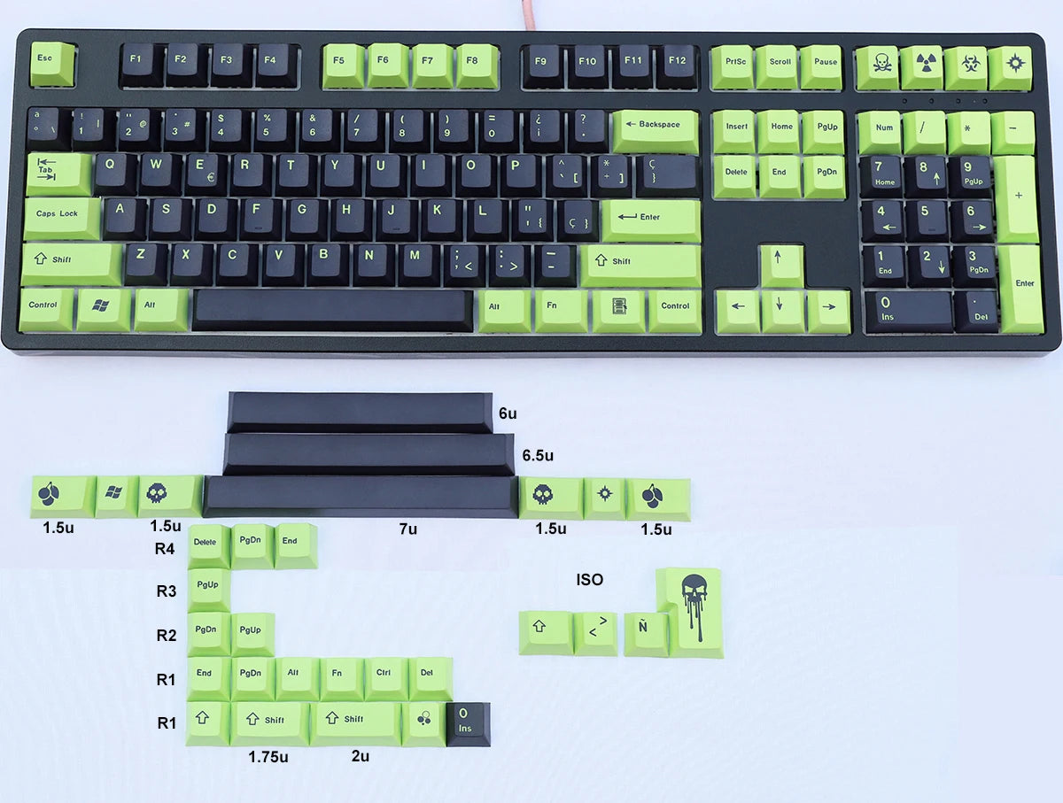 Spanish Layout OEM Cherry XDA Keycaps European Type ISO-ES PBT Material for Cherry MX Switches Fit Mechanical Keyboards