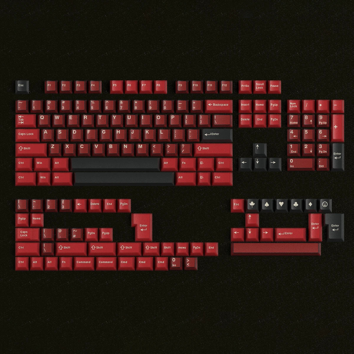 164 Keys Blue Translucent Keycaps PBT PC Double Shot Cherry Profile Large Set Keycaps for Alice Layout Mechanical Keyboard
