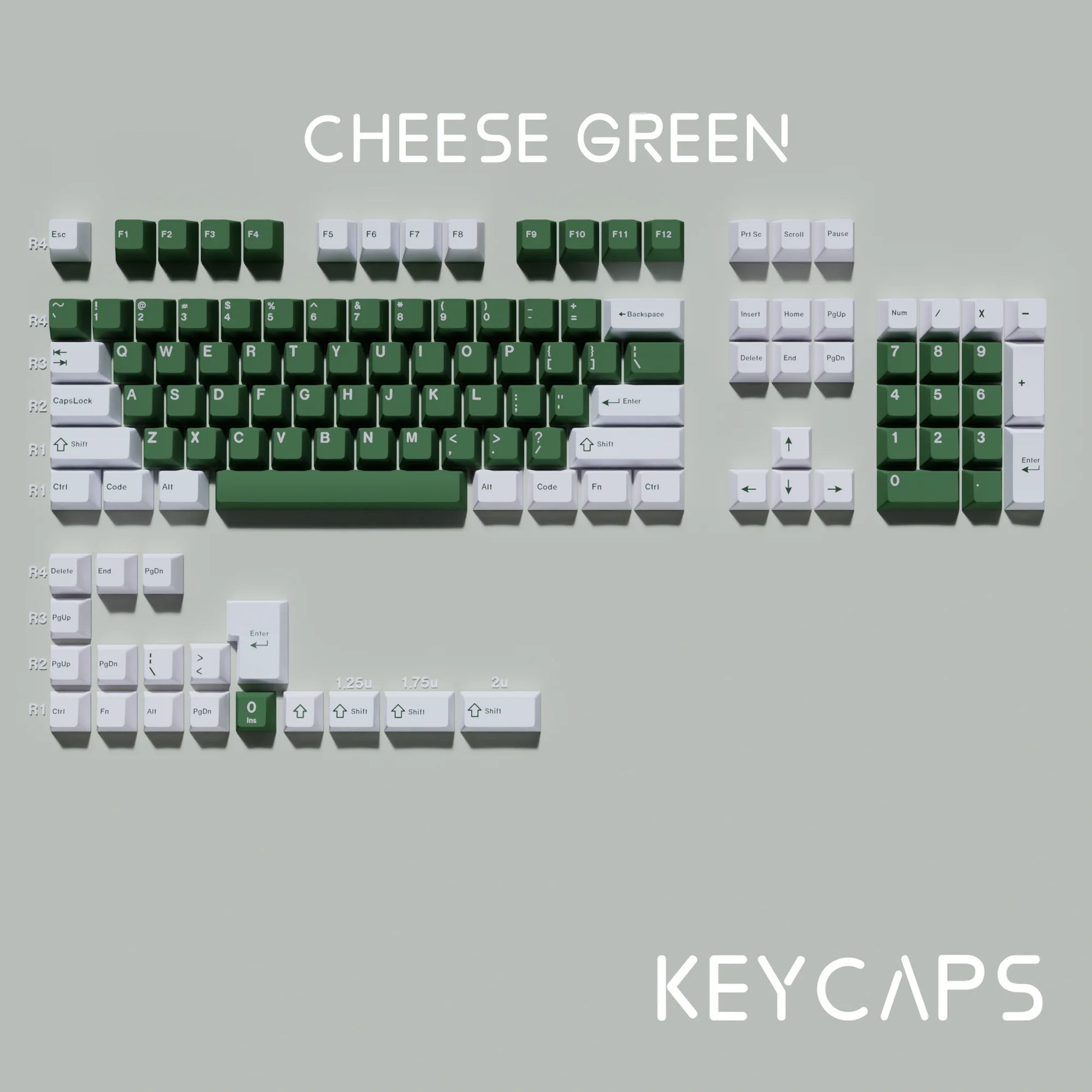 Cheese Green GMK Keycaps ISO Alice Layout 126 Keys PBT Keycaps Cherry Profile for Mechanical Gaming Keyboard