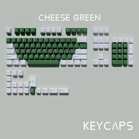 Cheese Green GMK Keycaps ISO Alice Layout 126 Keys PBT Keycaps Cherry Profile for Mechanical Gaming Keyboard