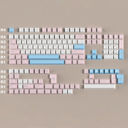 164 Keys Blue Translucent Keycaps PBT PC Double Shot Cherry Profile Large Set Keycaps for Alice Layout Mechanical Keyboard