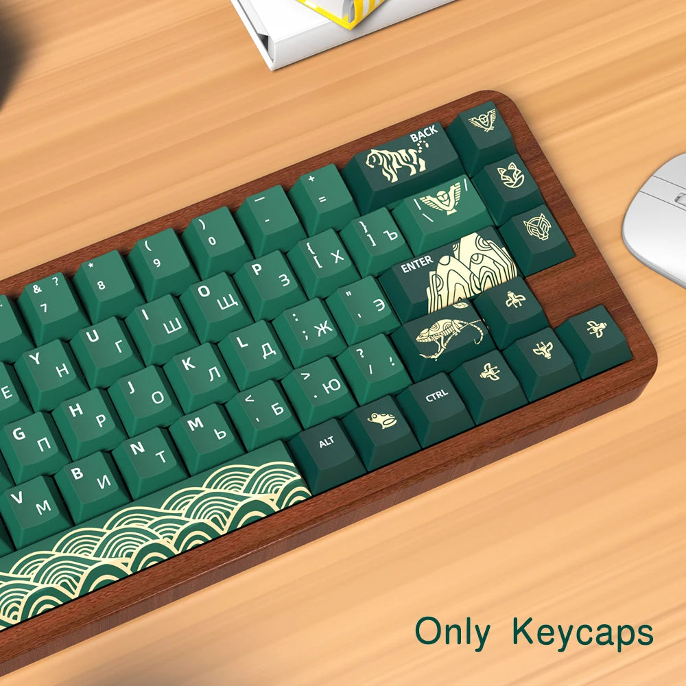 Animal Forest Green Keycaps Japanese/Korean/German/Spanish/French Keycap ISO Layout Cherry Profile for GMK Custom Mechanical Key