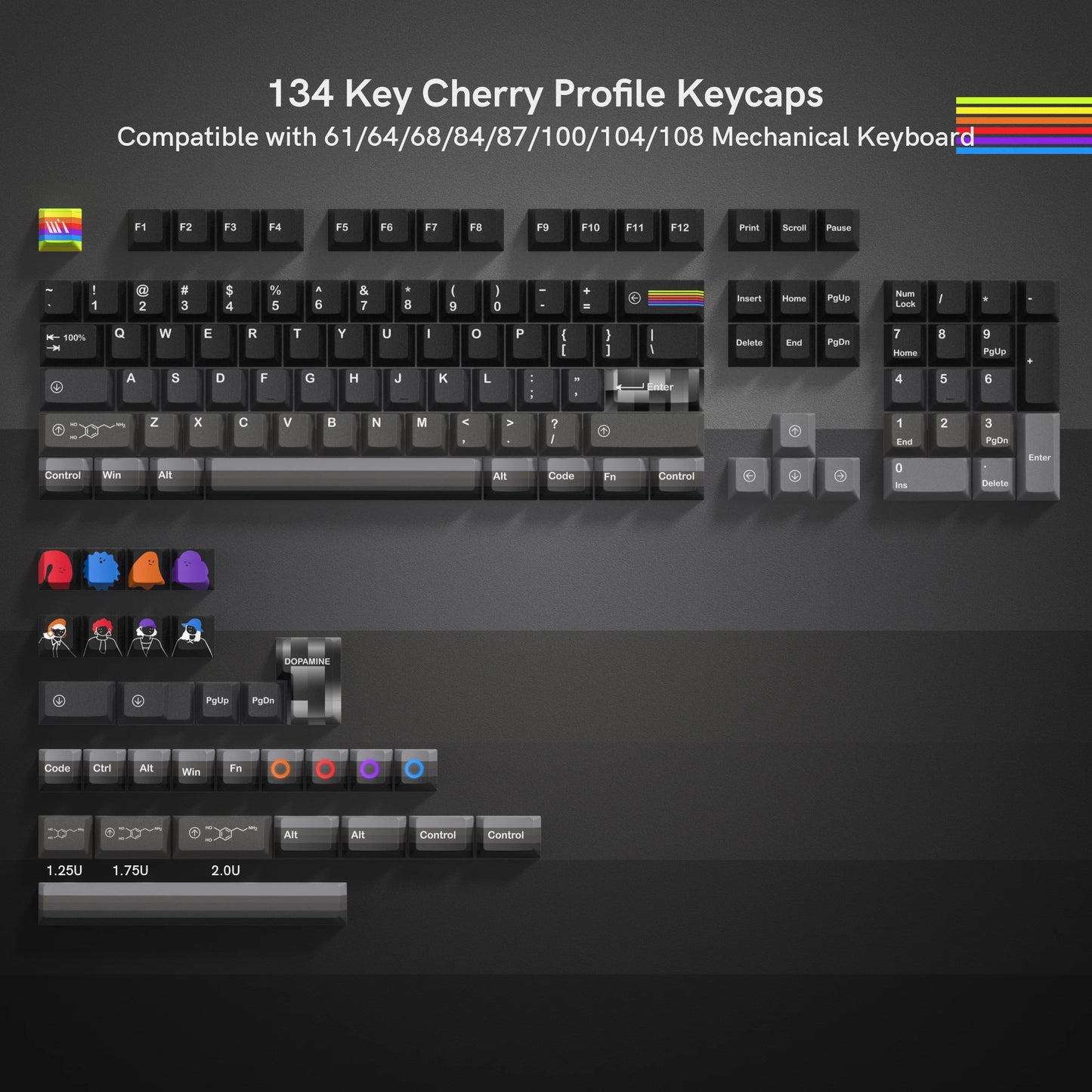 Katana Keycaps 5 Sides Dye Sublimation PBT Keycaps Japanese Layout Anime Keycaps Cherry Profile for Cherry MX Switch Keyboard