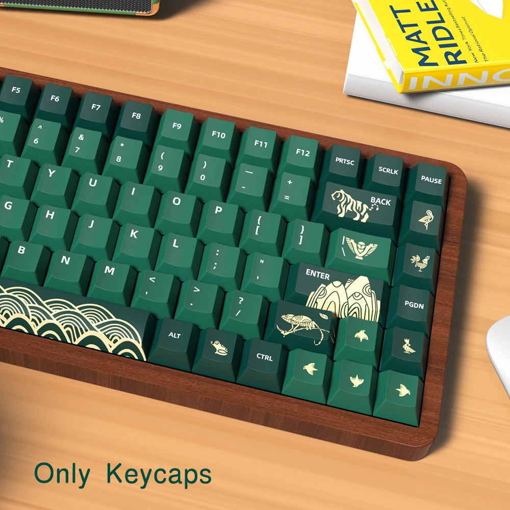 Animal Forest Green Keycaps Japanese/Korean/German/Spanish/French Keycap ISO Layout Cherry Profile for GMK Custom Mechanical Key
