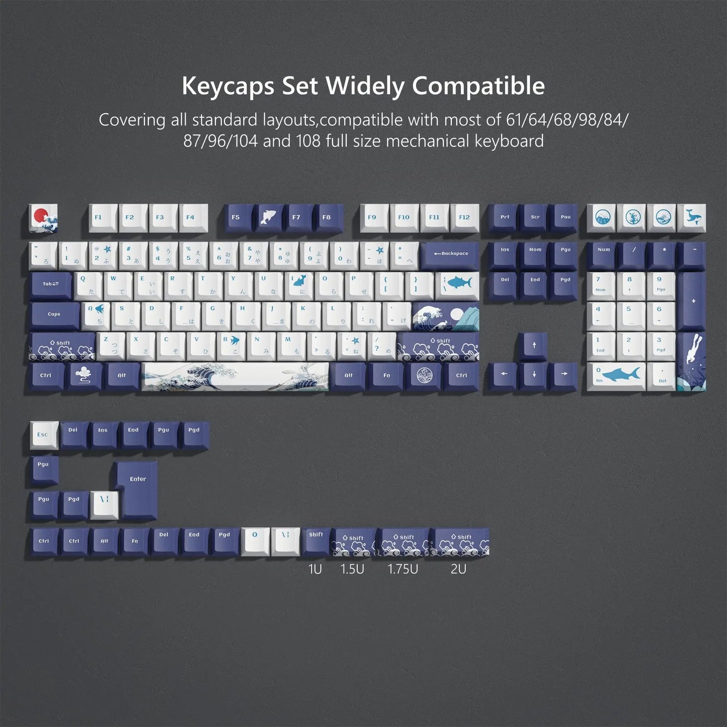 Katana Keycaps 5 Sides Dye Sublimation PBT Keycaps Japanese Layout Anime Keycaps Cherry Profile for Cherry MX Switch Keyboard