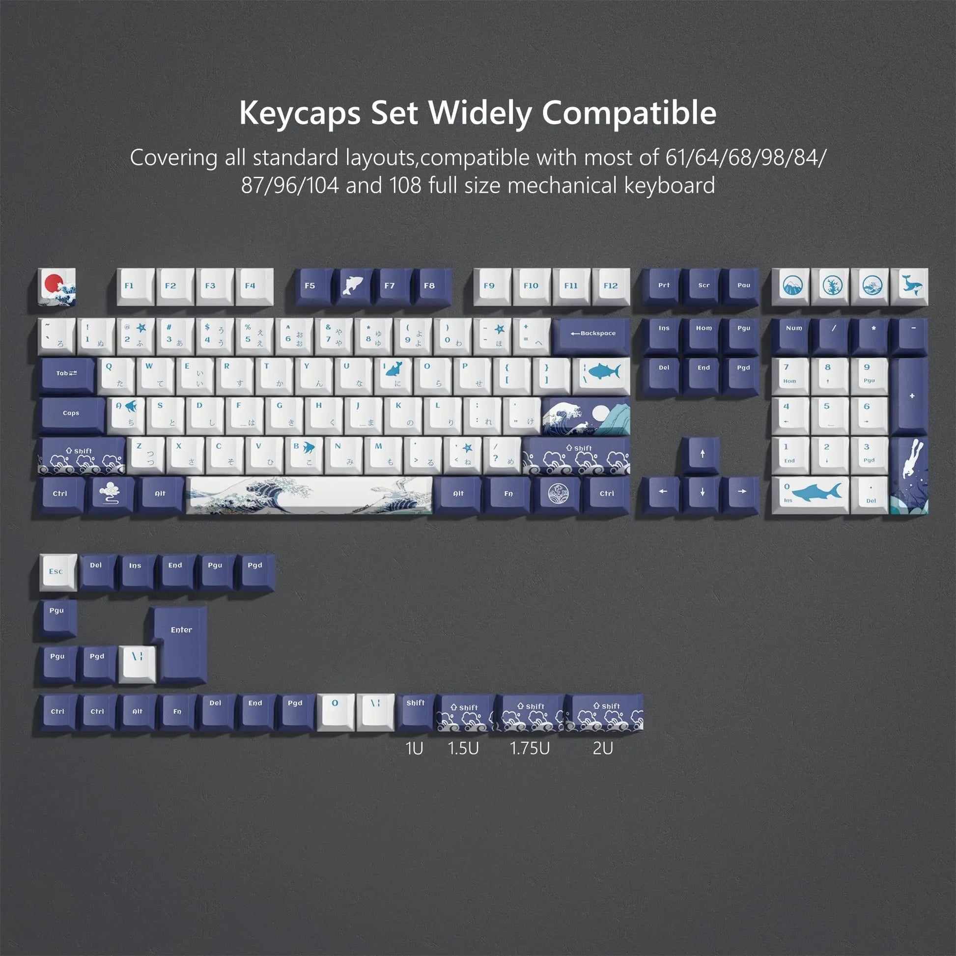 Katana Keycaps 5 Sides Dye Sublimation PBT Keycaps Japanese Layout Anime Keycaps Cherry Profile for Cherry MX Switch Keyboard