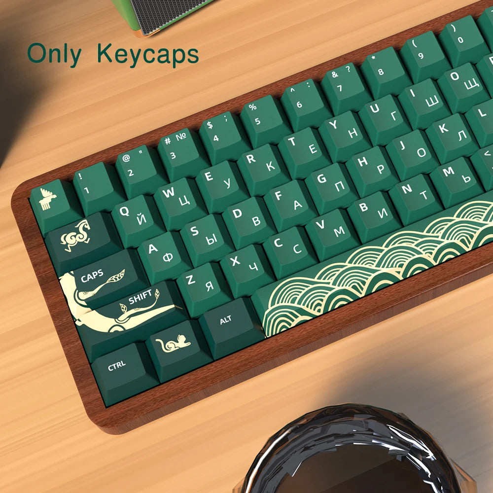 Animal Forest Green Keycaps Japanese/Korean/German/Spanish/French Keycap ISO Layout Cherry Profile for GMK Custom Mechanical Key
