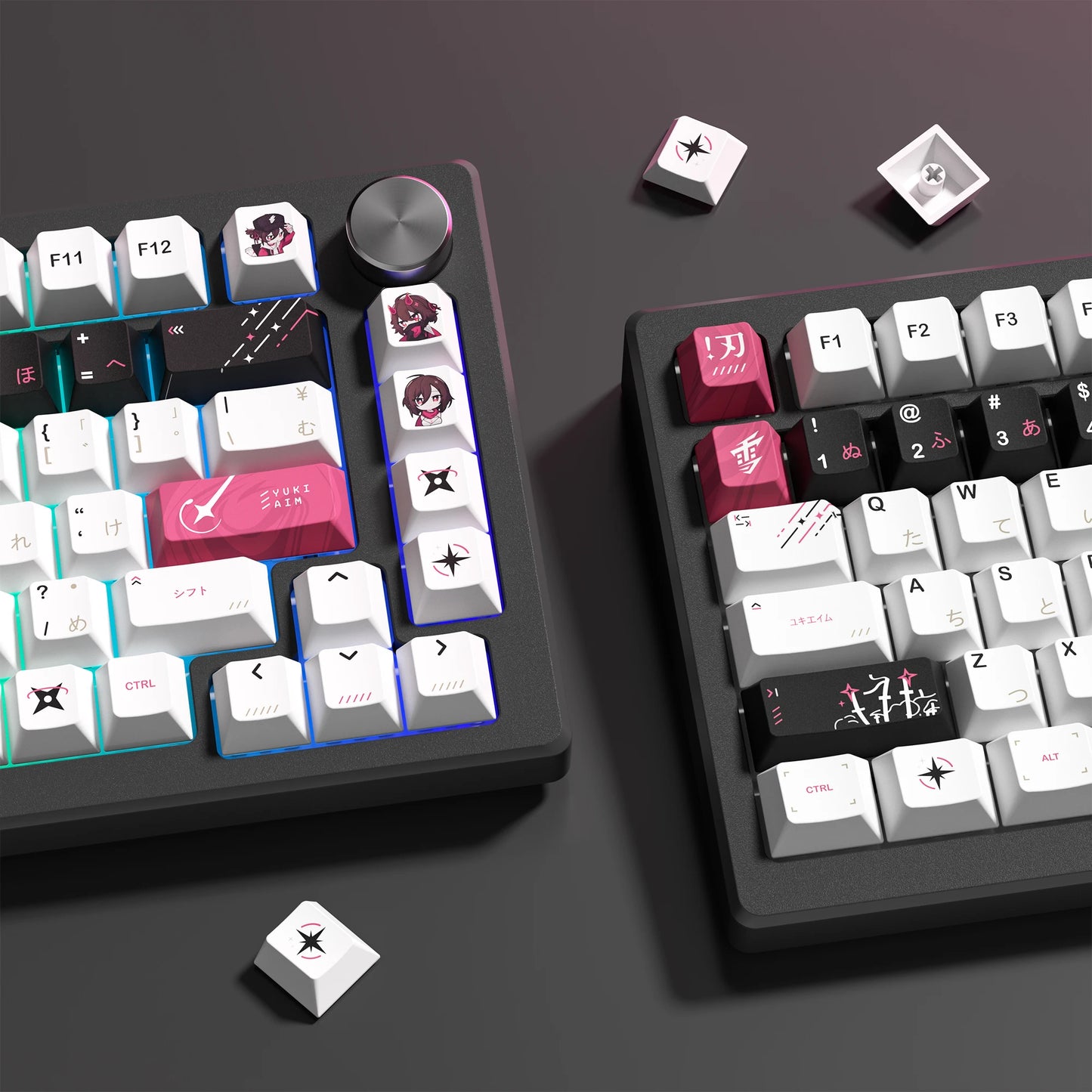 Katana Keycaps 5 Sides Dye Sublimation PBT Keycaps Japanese Layout Anime Keycaps Cherry Profile for Cherry MX Switch Keyboard