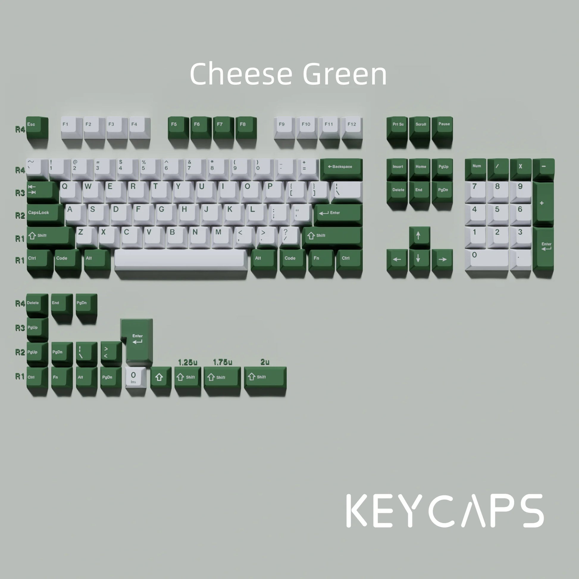 Cheese Green GMK Keycaps ISO Alice Layout 126 Keys PBT Keycaps Cherry Profile for Mechanical Gaming Keyboard