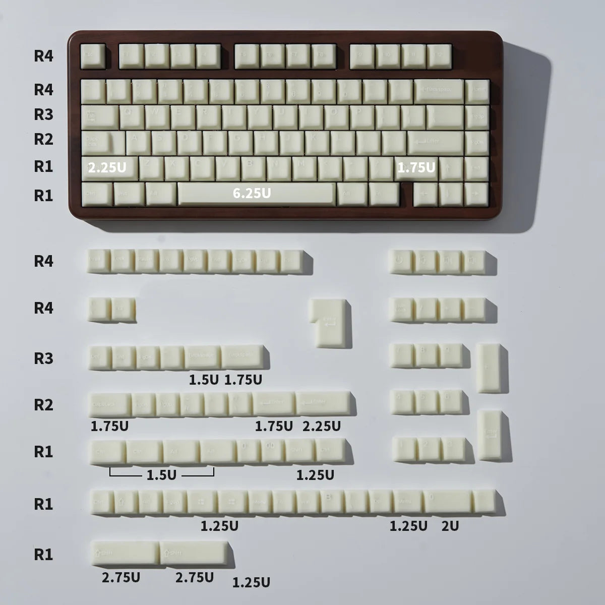 164 Keys Blue Translucent Keycaps PBT PC Double Shot Cherry Profile Large Set Keycaps for Alice Layout Mechanical Keyboard