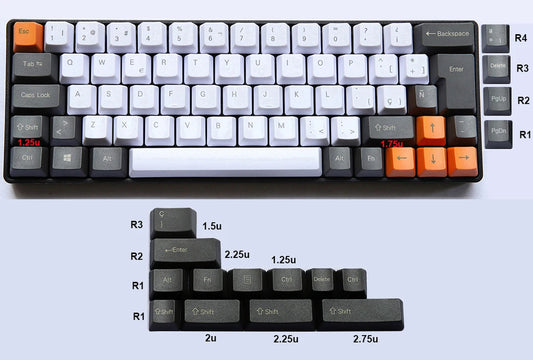 Spanish Layout OEM Cherry XDA Keycaps European Type ISO-ES PBT Material for Cherry MX Switches Fit Mechanical Keyboards