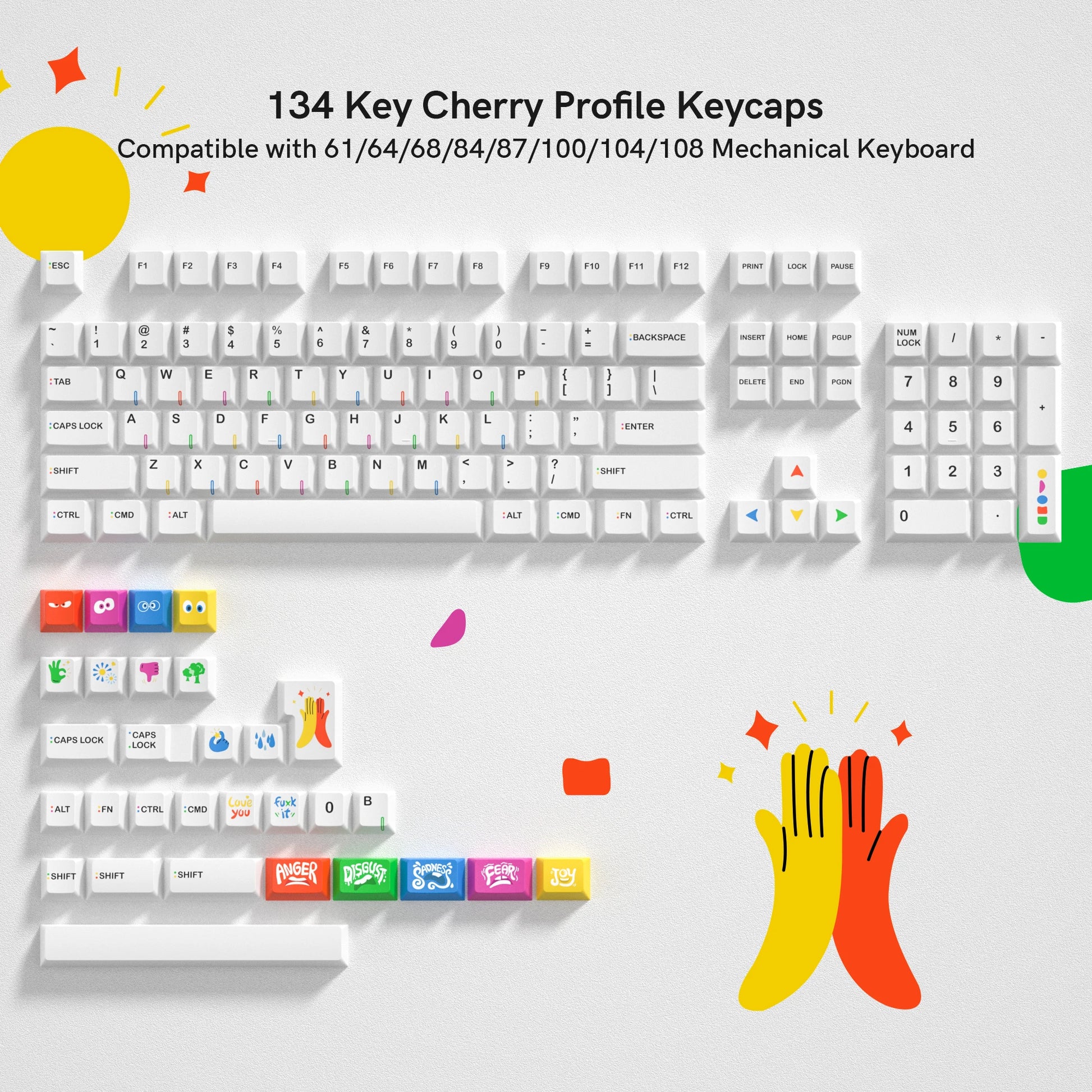 Katana Keycaps 5 Sides Dye Sublimation PBT Keycaps Japanese Layout Anime Keycaps Cherry Profile for Cherry MX Switch Keyboard