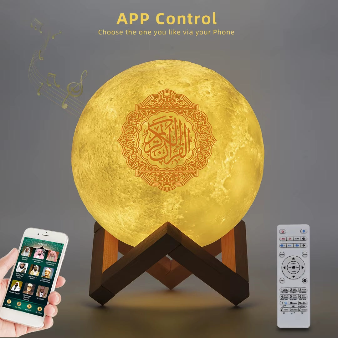 Bluetooth Speakers Wireless Muslim Night Light Quran Speakers 3D Moon with APP Control Quran Speaekr Koran Touch Lamp