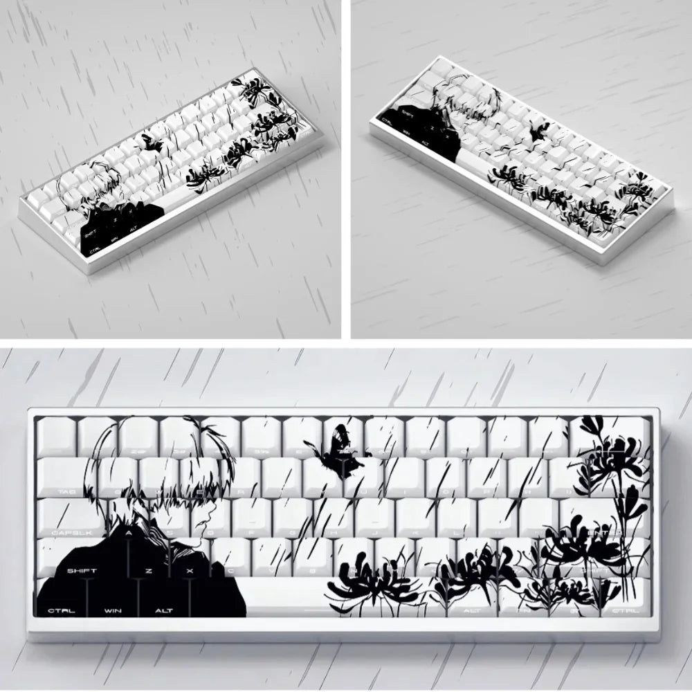 140 Key Tokyo Side Engraved Light Transmission Key Cap PBT Cherry Profile for Cherry MX 61 68 104 Mechanical Keyboard