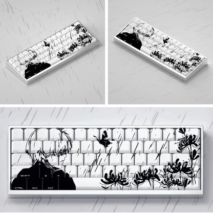 140 Key Tokyo Side Engraved Light Transmission Key Cap PBT Cherry Profile for Cherry MX 61 68 104 Mechanical Keyboard