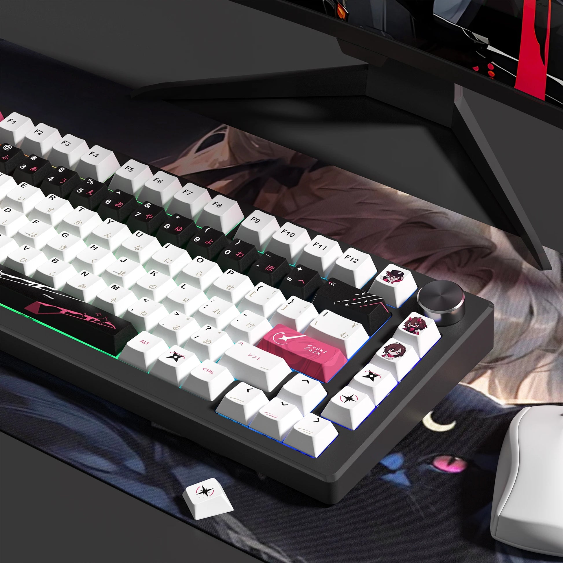 Katana Keycaps 5 Sides Dye Sublimation PBT Keycaps Japanese Layout Anime Keycaps Cherry Profile for Cherry MX Switch Keyboard