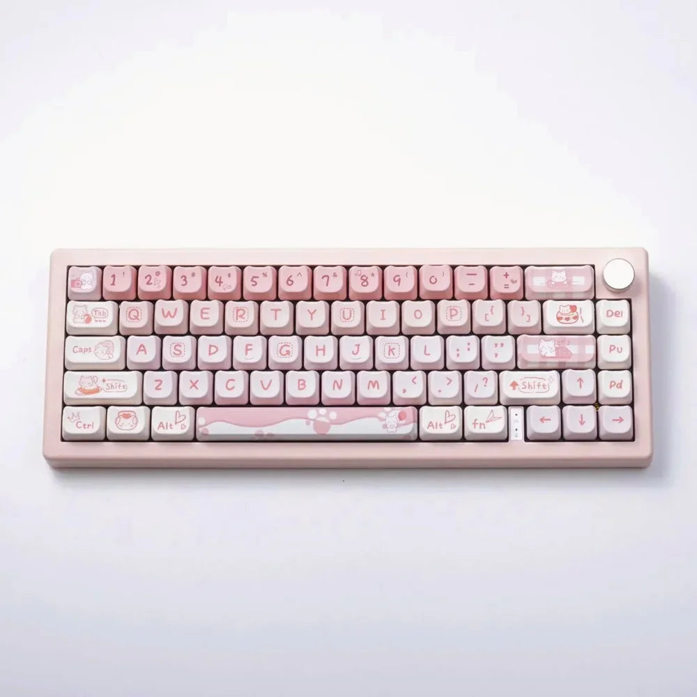Cute Pink MAO Keycap Set PBT 134 Keys Kitten Keycaps for MX Switch HI75 HI8 68 F99 104 64 Mechanical Keyboards
