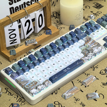 Retro Korean Keycap Tradition Ancient Architecture Dancheong Side Engraved Translucent Pbt Cherry "L" Key Layout Hangul Keycaps