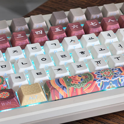Retro Korean Keycap Tradition Ancient Architecture Dancheong Side Engraved Translucent Pbt Cherry "L" Key Layout Hangul Keycaps