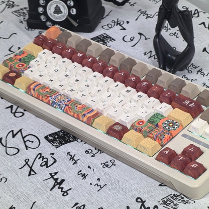Retro Korean Keycap Tradition Ancient Architecture Dancheong Side Engraved Translucent Pbt Cherry "L" Key Layout Hangul Keycaps