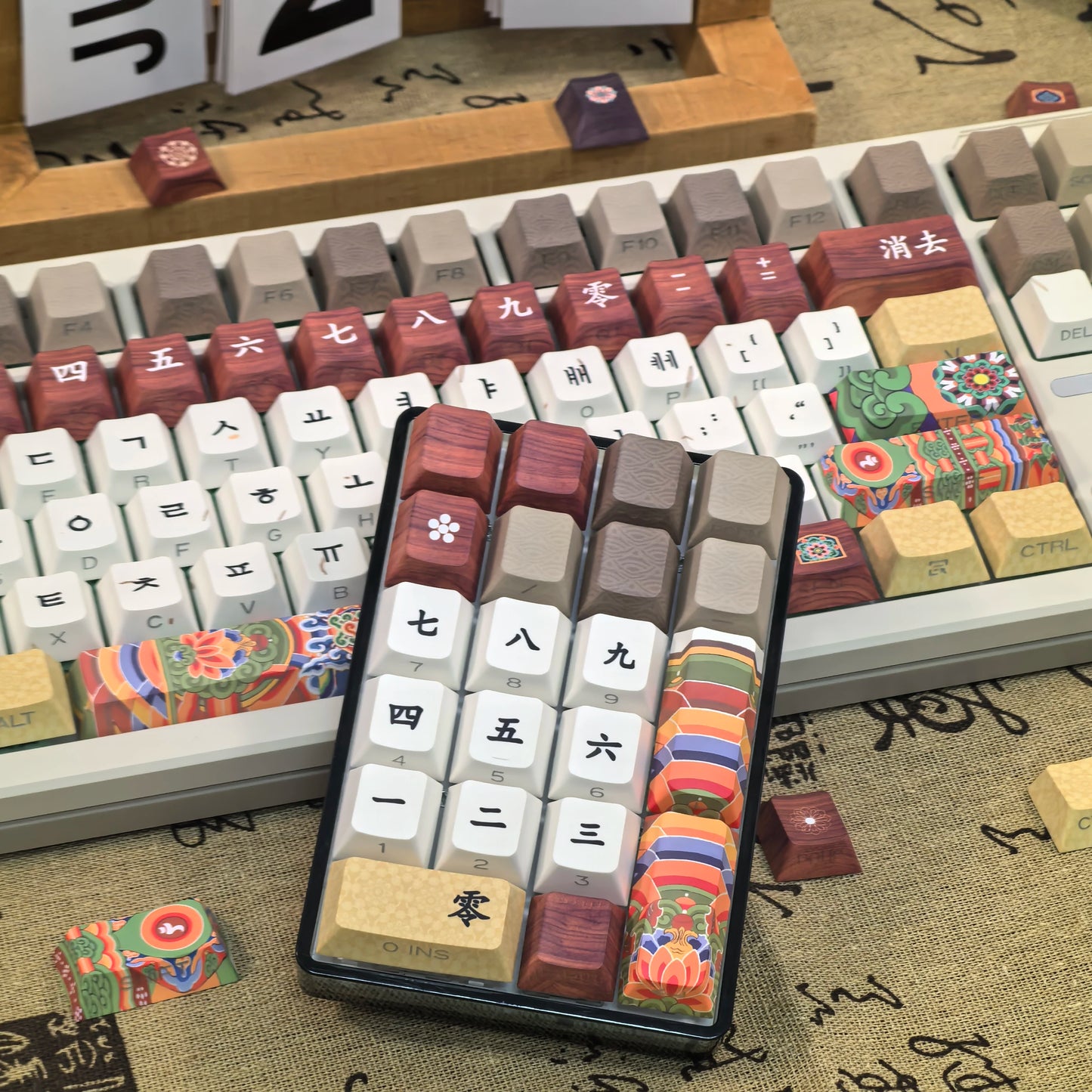 Retro Korean Keycap Tradition Ancient Architecture Dancheong Side Engraved Translucent Pbt Cherry "L" Key Layout Hangul Keycaps