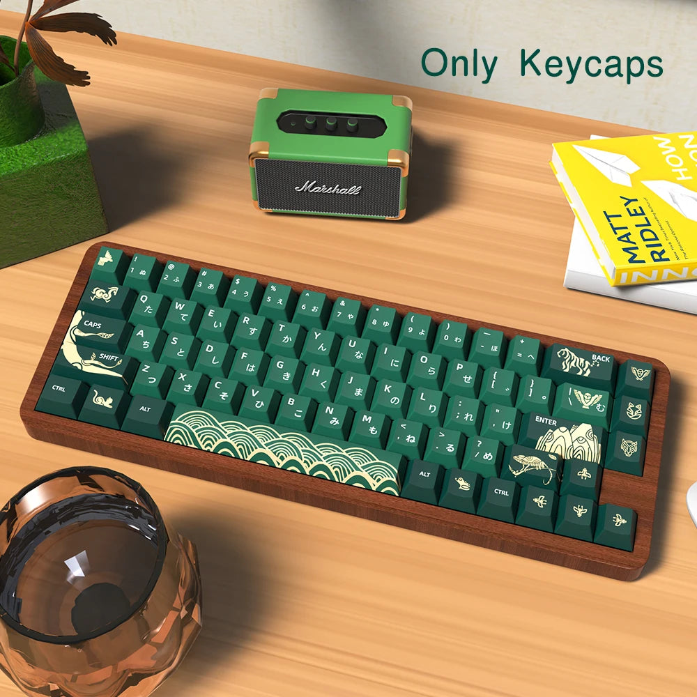Animal Forest Green Keycaps Japanese/Korean/German/Spanish/French Keycap ISO Layout Cherry Profile for GMK Custom Mechanical Key