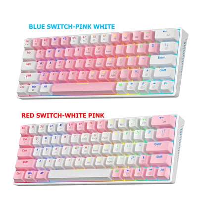 ZA646 Mechanical Keyboard 63 Keys Wired Gaming Keyboards Detachable USB Type-C Hot Swappable Mini Mechanical Keyboards