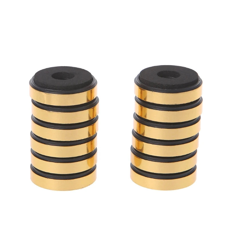 12Pcs Bookshelf Speakers Shock Absorption Damping for Audio Stereo Speakers Amplifier Feet Pad Aluminum Alloy Frame Stands Feet