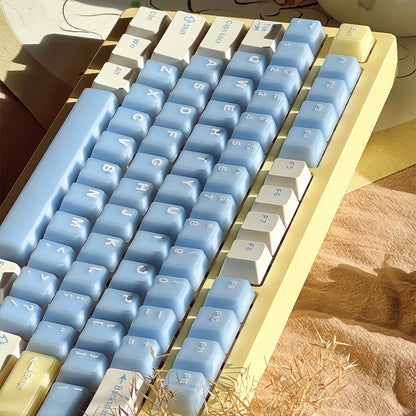 164 Keys Blue Translucent Keycaps PBT PC Double Shot Cherry Profile Large Set Keycaps for Alice Layout Mechanical Keyboard