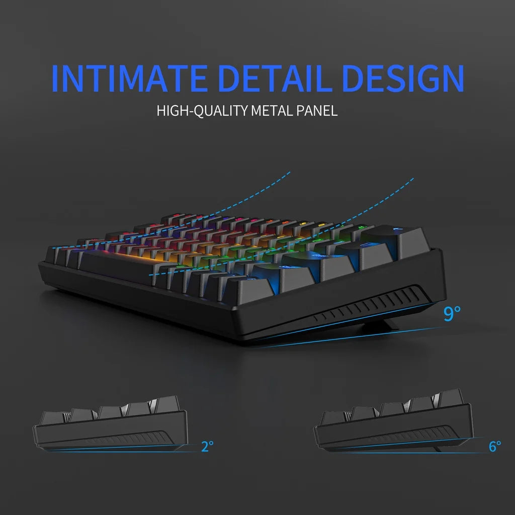 ZA646 Mechanical Keyboard 63 Keys Wired Gaming Keyboards Detachable USB Type-C Hot Swappable Mini Mechanical Keyboards