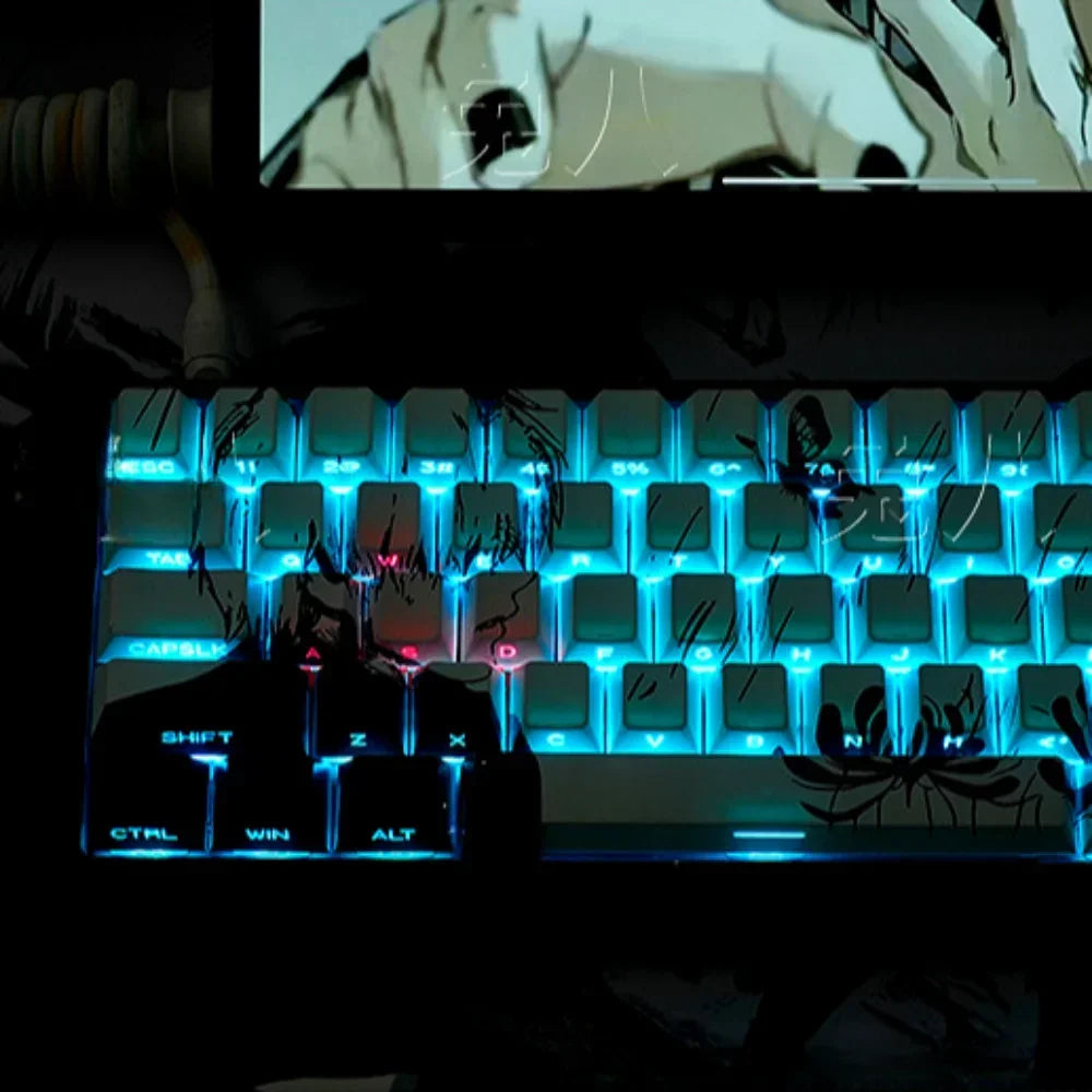 140 Key Tokyo Side Engraved Light Transmission Key Cap PBT Cherry Profile for Cherry MX 61 68 104 Mechanical Keyboard